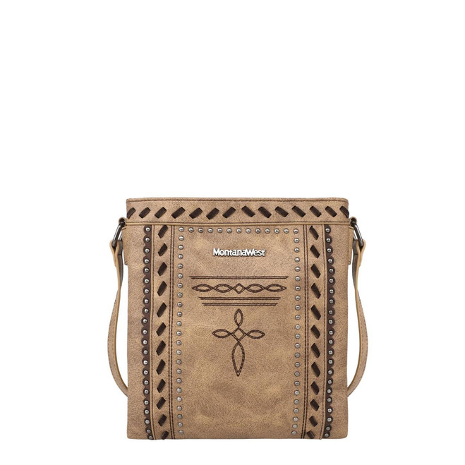 Montana West Whipstitch Collection Concealed Carry Crossbody Light Brown - 762704247593