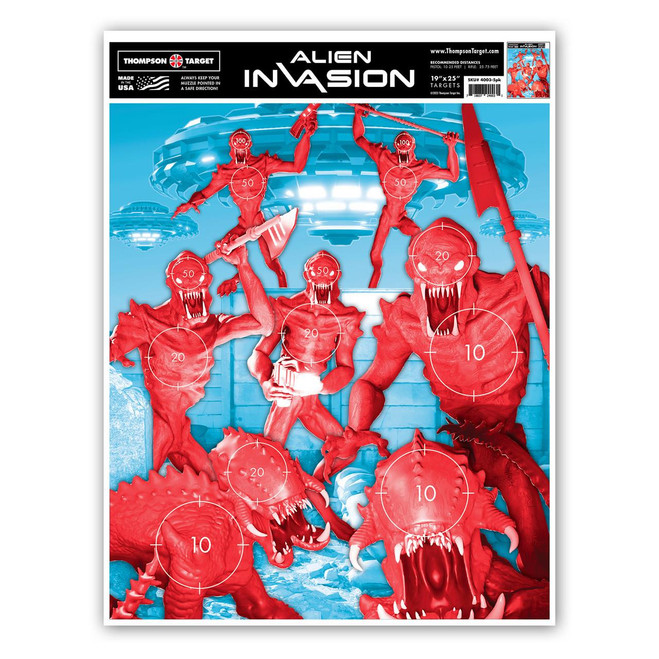 Thompson Target Alien Invasion Shooting Game 19"x25" Paper Targets 5PK - 718837240031