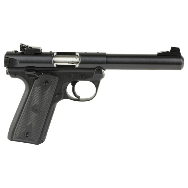 Ruger Mark IV 22/45 22 LR 10+1, 5.50" Stainless Bull Barrel, Blued Drilled & Tapped Steel Receiver & Polymer Frame, Black Checkered Polymer Grip Ambidextrous - 736676401871 Ruger Mark IV 22/45 22 LR 10+1, 5.50" Stainless Bull Barrel, Blued Drilled & Tapped Steel Receiver & Polymer Frame, Black Checkered Polymer Grip Ambidextrous - 736676401871