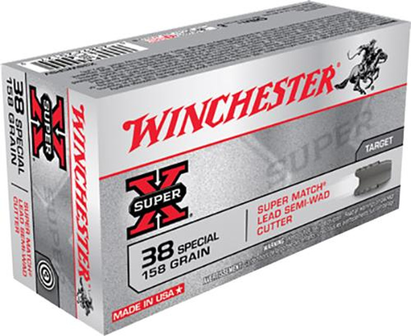 Winchester Ammo X38WCPSV Super X  38 Special 158 gr Super Match Lead Semi-Wadcutter 50 Per Box/ 10 Cs - 020892201279