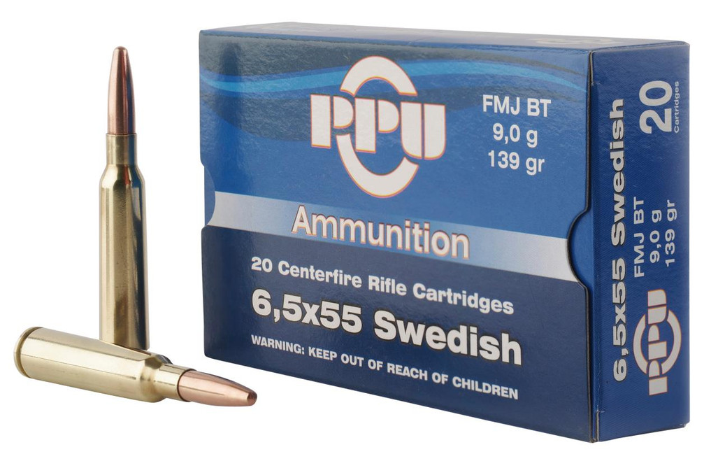 PPU PP6SWF Metric Rifle  6.5x55 Swedish 139 gr Full Metal Jacket Boat Tail 20 Per Box/ 10 Case - 8605003812715