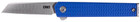 CRKT 7083 CEO Microflipper Micro 2.21" Folding Sheepsfoot Plain Satin 12C27 Blade, Blue textured aluminum Handle, Liner lock - 794023708301