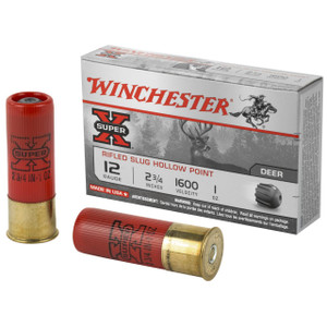 Winchester Super-X 12 Gauge 2.75 Inch 1600 FPS 1 Ounce Rifled Slug Hollow Point 5 Box - 020892000414
