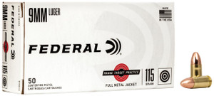 Federal RTP9115 Range & Target  9mm Luger 115 gr Full Metal Jacket 50 Per Box - 029465064709