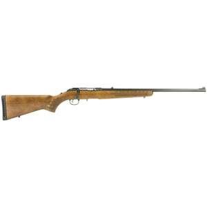 Ruger American Rimfire Rifle .22 Long Rifle 22 Inch Barrel Satin Blue Finish Fiber Optic Front Sight Adjustable Rear Sight Hardwood Stock Ten Round - 736676083299
