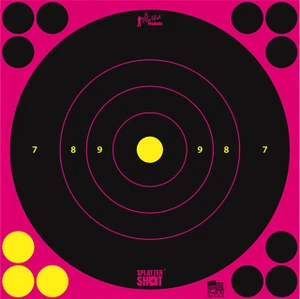 Pro-Shot 8BPINK6PK SplatterShot  Black/Pink Self-Adhesive Paper Impact Enhancement Bright Pink 8" Bullseye 6 Pack Includes Pasters - 709779907113