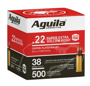 Aguila 1B221118 Super Extra Rimfire 22 LR 38 gr Copper Plated Hollow Point 500 Per Box - 640420013145