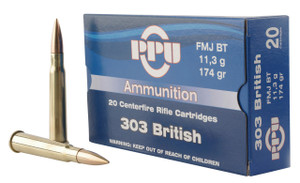 PPU PP303F Standard Rifle  303 British 174 gr Full Metal Jacket Boat Tail 20 Per Box - 8605003812593