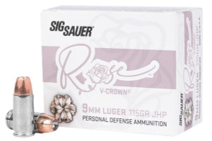Sig Sauer E9MMA1ROSE20 Rose  9mmLuger 115gr V-Crown Jacketed Hollow Point 20 Per Box - 798681686827