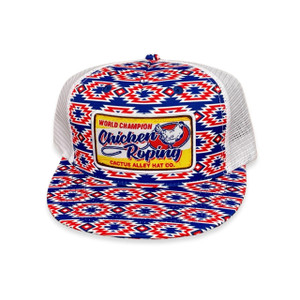 "Chicken Roping" - CA 'Merica Aztec/White Mesh Snapback Cap -