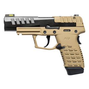 Kel-Tec, P15, Striker Fired, Semi-automatic, Polymer Frame Pistol, Compact, 9MM, 4" Barrel, Matte Finish, Black, Tan Frame, Hi-Viz Fiber/Tritium Front Sight, 2 Magazines, 10 Round, California Complian