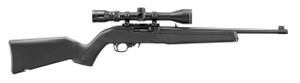 Ruger, 10/22, Semi-automatic, 22LR, 16.4" Threaded Barrel, 1/2X28 Thread Pitch, Satin Finish, Black, Adjustable Rear Sight, Gold Front Bead Sight, Manual Safety, 10 Round Rotary Magazine, Includes Fac