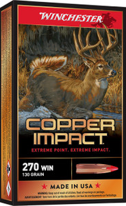 Winchester Ammo X270CLF Copper Impact  270 Win 130gr Copper Extreme Point Lead Free 20 Per Box - 02089222420