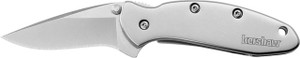 Kershaw 1600 Chive  EDC 1.90" Folding Drop Point Plain Bead Blasted 420HC SS Blade, Bead Blasted Stainless Steel Handle - 08717116000
