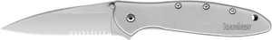 Kershaw 1660ST Leek  3" Folding Drop Point Part Serrated Bead Blasted 14C28N Steel Blade Bead Blasted 410 Stainless Steel Handle Includes Pocket Clip - 08717116610