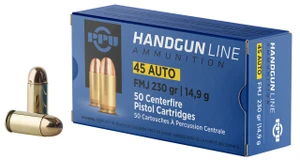 PPU PPH45F Handgun  45 ACP 230 gr Full Metal Jacket 50 Per Box - 8605003813170