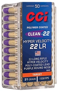 CCI 954CC Clean-22 Hyper Velocity 22LR 31gr LN Purple 50 Per Box/100 Case - 604544688870