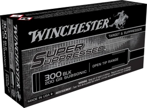 Winchester Ammo SUP300BLK Super Suppressed  300 Blackout 200gr Open Tip Range 20 Per Box - 02089222448