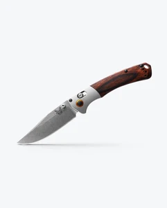 Benchmade Mini Crooked River | Gray Aluminum & Wood | Clip-point - 610953150396
