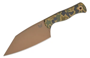 Benchmade Limited Edition Station Knife Fixed Blade 5.82" CPM-154 FDE PVD Clip Point Blade, Camo Cerakote Aluminum Handles, Plastic Sheath - 4010FE-2601 - 610953220556