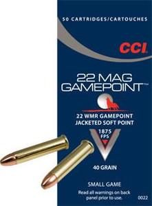 CCI 0022 22Win Mag 40GR Gamepoint Jacketed Soft Point 50Box - 076683000224