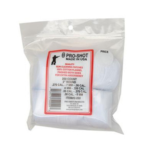 Pro Shot Cotton Flannel Patches .270-.38 Caliber 2 Inch Round 250 Per Bag - 709779500093