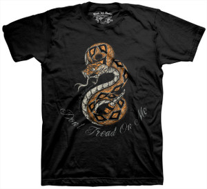 Black Ink Don't Tread On Me Snake Black T-Shirt -