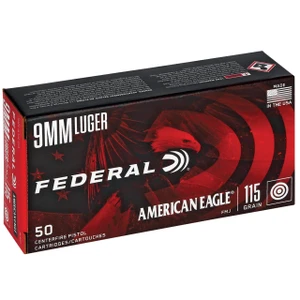 Federal AE9DP American Eagle  9mm Luger 115 gr Full Metal Jacket (FMJ) 50 Bx/ 20 Cs - 029465088224