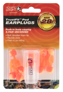 Howard Leight R02236 TrustFit Pod Ear Plugs 28 dB In The Ear Non-Corded Orange Dimple Foam Tips for Adults 5 Pair - 033552022367