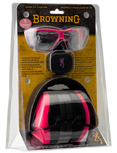 Browning 126373 Range Kit Earmuff/Plugs/Glasses 27/31 dB Pink - 023614415268
