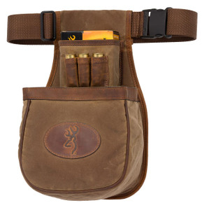 Browning 121040082 Santa Fe Shell Pouch Tan Canvas Body w/Leather Accents Adjustable - 023614016991