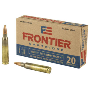 Hornady Frontier Cartridge FR160 Rifle  223 Remington 68 GR Boat Tail Hollow Point (BTHP) 20 Box - 090255711387