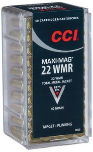 CCI  22WMR .22 Winchester Magnum Rimfire 40 Grain Total Metal Jacket - 076683000231