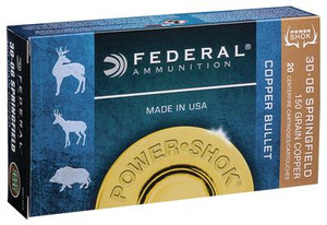 Federal Power-Shok Lead Free .30-06 Springfield 150 Grain Copper 20 Box - 604544617375