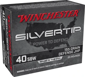 Winchester Ammo W40SWST Silvertip  40 S&W 155 gr Silvertip Jacket Hollow Point 20 Bx/10 Cs - 020892227798