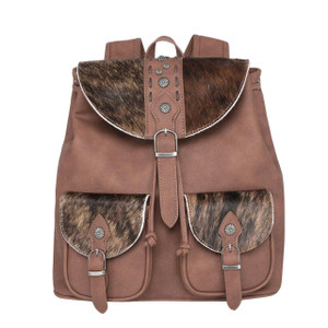 TR140-9110 Trinity Ranch Hair-On Cowhide Collection Backpack Brown -