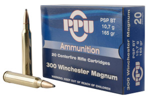 PPU PP3002 Standard Rifle  300 Win Mag 165 gr Soft Point Boat-Tail (SPBT) 20 Per Box/ 10 Cs - 8605003812555