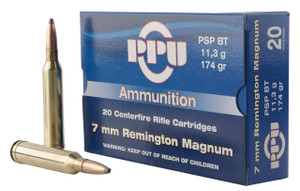 PPU PP7RM2 Standard Rifle  7mm Rem Mag 174 gr Pointed Soft Point Boat-Tail (PSPBT) 20 Per Box/10 Cs - 8605003812685