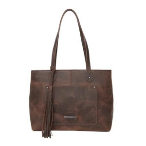 Montana West Genuine Leather Concealed Carry Wide Tote Brown MWRG-039 - 9900000324384