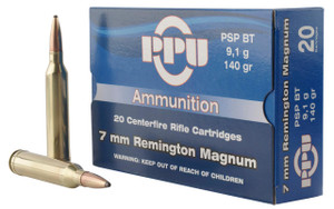 PPU PP7RM1 Standard Rifle  7mm Rem Mag 140 gr Pointed Soft Point Boat-Tail (PSPBT) 20 Per Box/ 10 Cs - 8605003812678