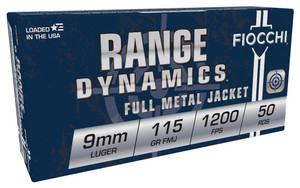 Fiocchi 9AP Range Dynamics  9mm Luger 115 gr Full Metal Jacket 50 Per Box - 762344001623