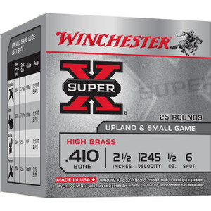 Winchester Super-X High Brass .410 Gauge 2.5 Inch 1245 FPS .5 Ounce 6 Shot - 020892001015