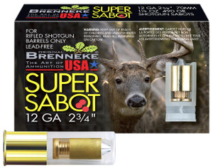 Brenneke SL122SUS SuperSabot  12 Gauge 2.75" 1 1/8 oz Sabot Slug Shot 5 Per Box - 4030128121086