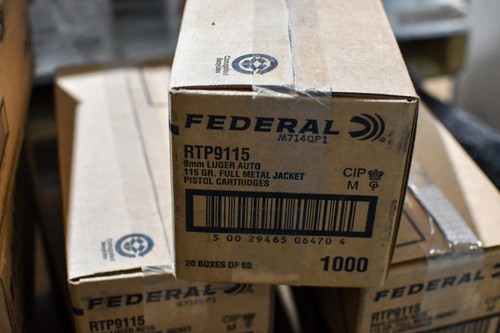 Federal RTP9115 Range & Target  9mm Luger 115 gr Full Metal Jacket 1000rd Case - 5002946506470