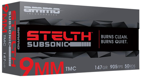 Ammo Inc 9147TMCSTL stelTH  9mm Luger 147gr Total Metal Case 50 Per Box - 818778020102