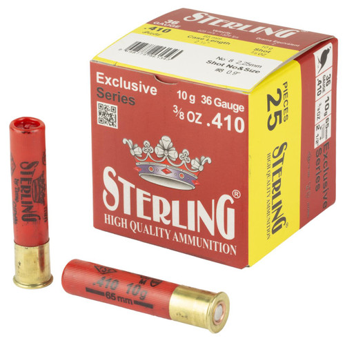 Sterling, Exclusive Series, 410 Gauge 2.5", #8, 3/8 oz, Shot Shell, 25 Round Box - 8698779961343