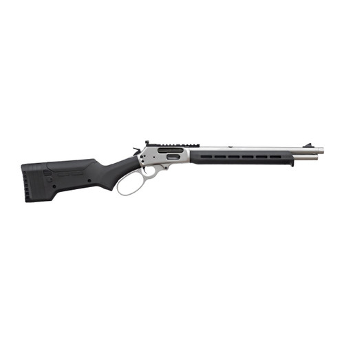 Marlin Firearms, 1895, Trapper, Lever Action Rifle, .45-70 Government, 16.17" Cold Hammer Forged Barrel, Threaded 11/16x24, Stainless Finish, Silver, Black Magpul ELG Stock and M-LOK Forend, Skinner B
