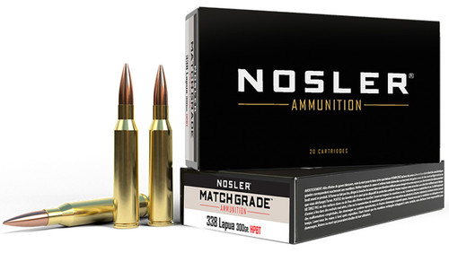 Nosler Trophy Grade .338 Lapua Magnum 300 Grain Hollow Point Boattail 20 Box - 054041431361