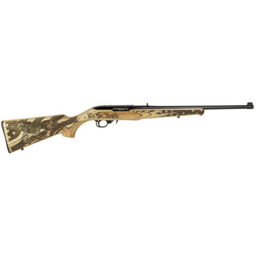 Ruger, 10/22, We The People, TALO, Semi-automatic Rifle, 22 LR, 18.5" Barrel, Satin Black Finish, We The People Engraved Altamont Natural Laminate Stock, Adjustable Rear Sight, Gold Bead Front Sight,