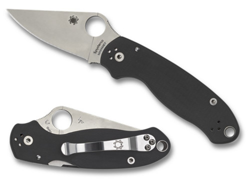 Spyderco C223GP Para 3  2.95" Folding Clip Point Plain Satin CPM S45VN SS Blade/ Black G10 Handle Includes Pocket Clip - 716104011155